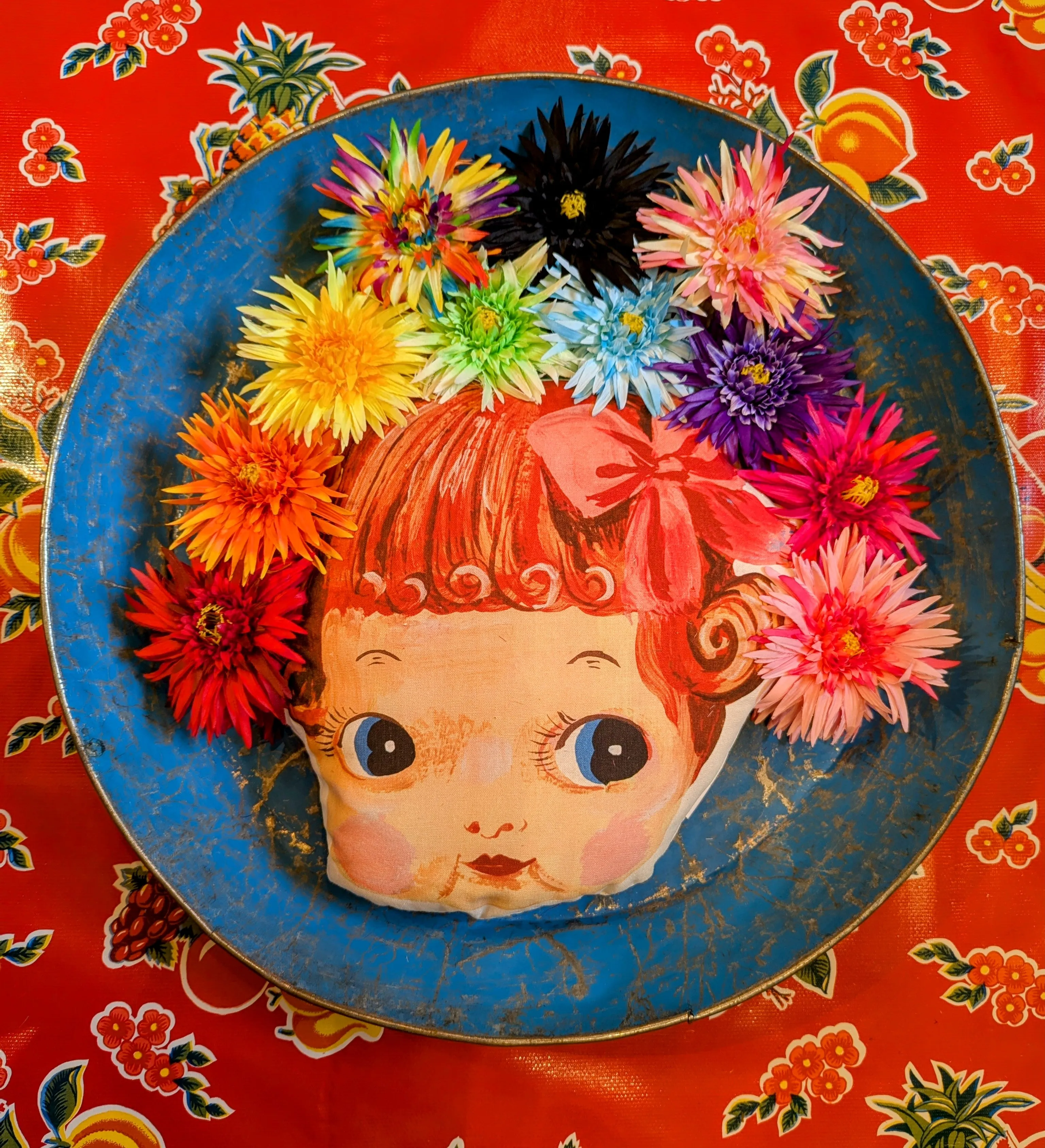 Double claw clip hair flowers - dahlia