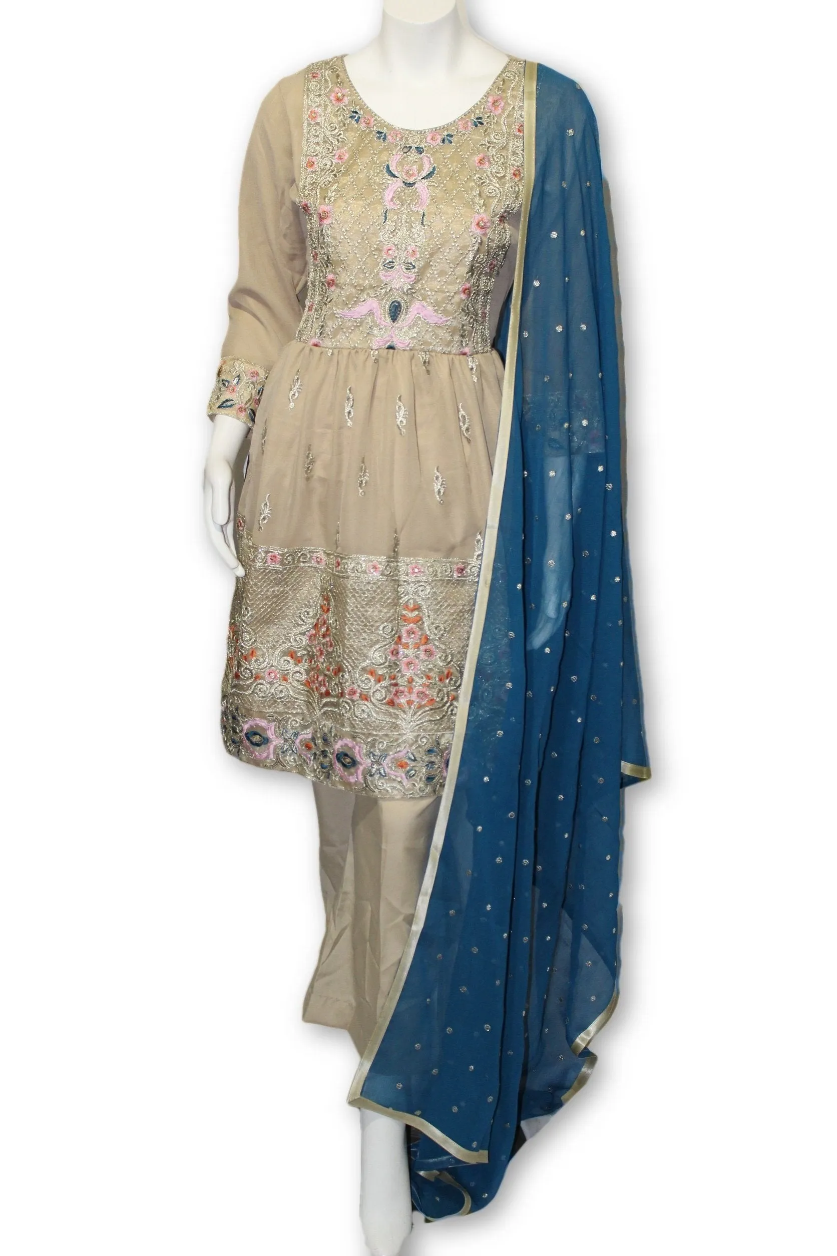 E19 Pakistani Indian 3 Pc Party Wear Chiffon Dress