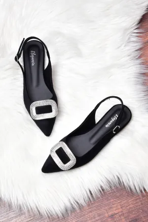 ELEGANCIA-Women's Flat Slingback Pumps-MELINA-BLACK