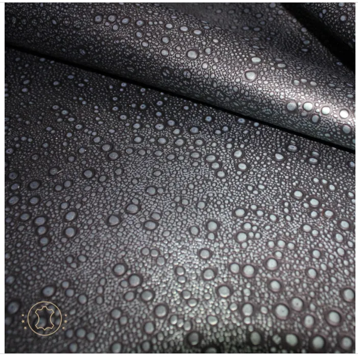 Embossed LEATHER Sheets, Rain Drops Embossed Leather Black Silver |12"x12", 12"x18", 24"x24" Precuts Sheets for Crafts- Rain Drops design