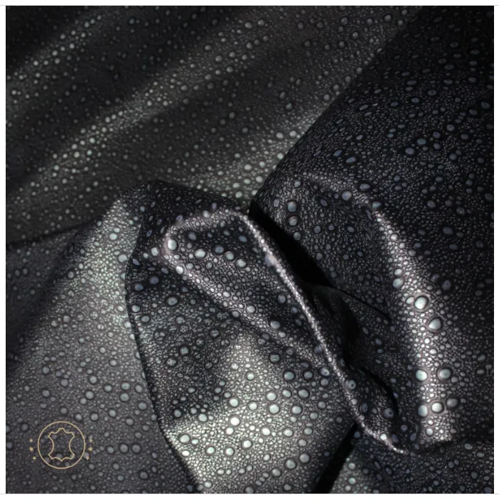 Embossed LEATHER Sheets, Rain Drops Embossed Leather Black Silver |12"x12", 12"x18", 24"x24" Precuts Sheets for Crafts- Rain Drops design