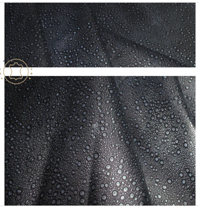 Embossed LEATHER Sheets, Rain Drops Embossed Leather Black Silver |12"x12", 12"x18", 24"x24" Precuts Sheets for Crafts- Rain Drops design