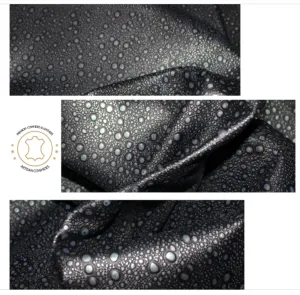 Embossed LEATHER Sheets, Rain Drops Embossed Leather Black Silver |12"x12", 12"x18", 24"x24" Precuts Sheets for Crafts- Rain Drops design