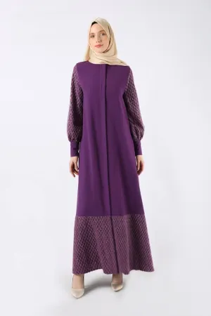 Embroidered Flow Modest Abaya | Purple