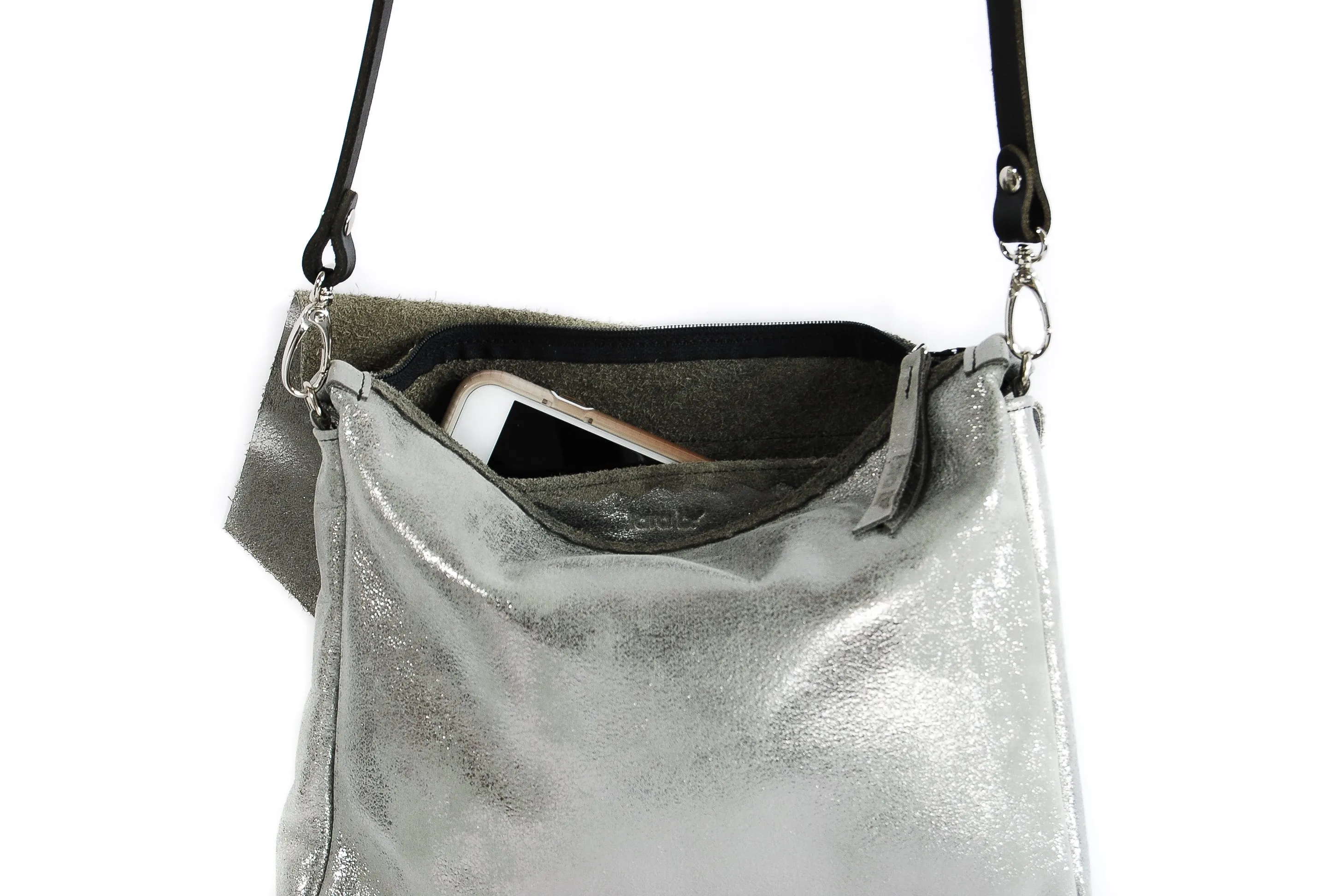 Emma Black Lizard w Silver Italian Fur