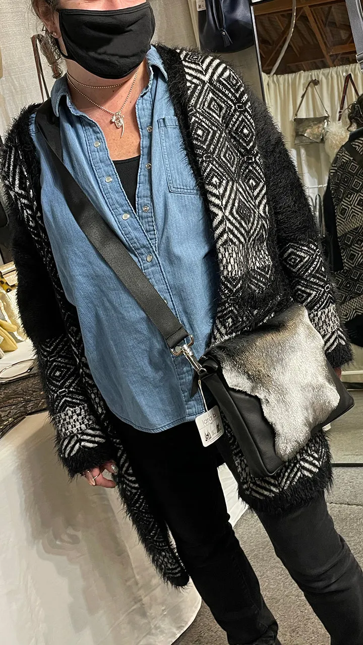 Emma Black Lizard w Silver Italian Fur
