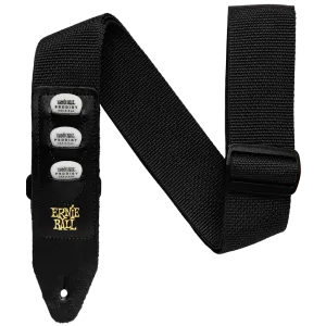 ERNIE BALL PICK HOLDER GUITAR STRAP - BLACK