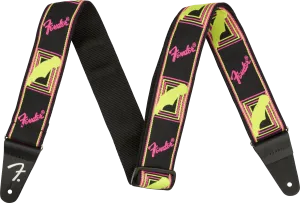 Fender Neon Monogrammed Strap, Pink and Yellow, 2"