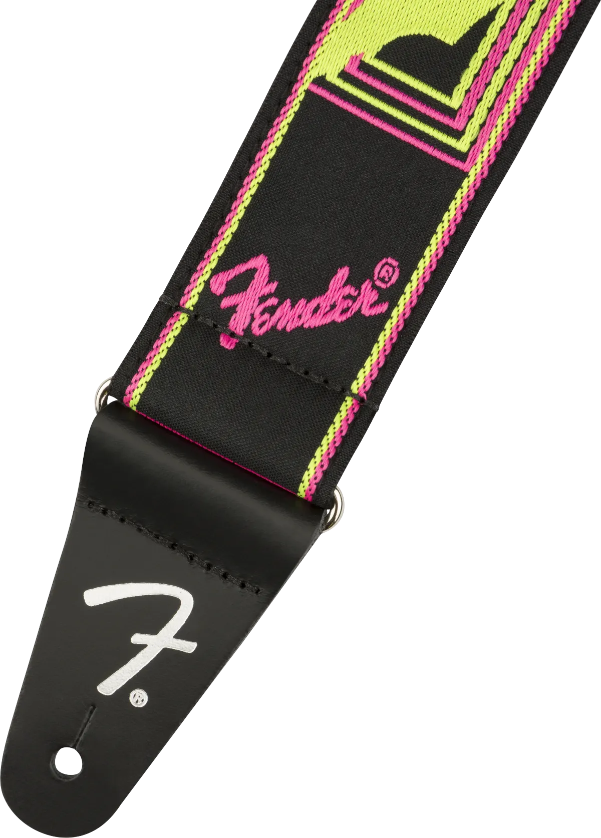 Fender Neon Monogrammed Strap, Pink and Yellow, 2"