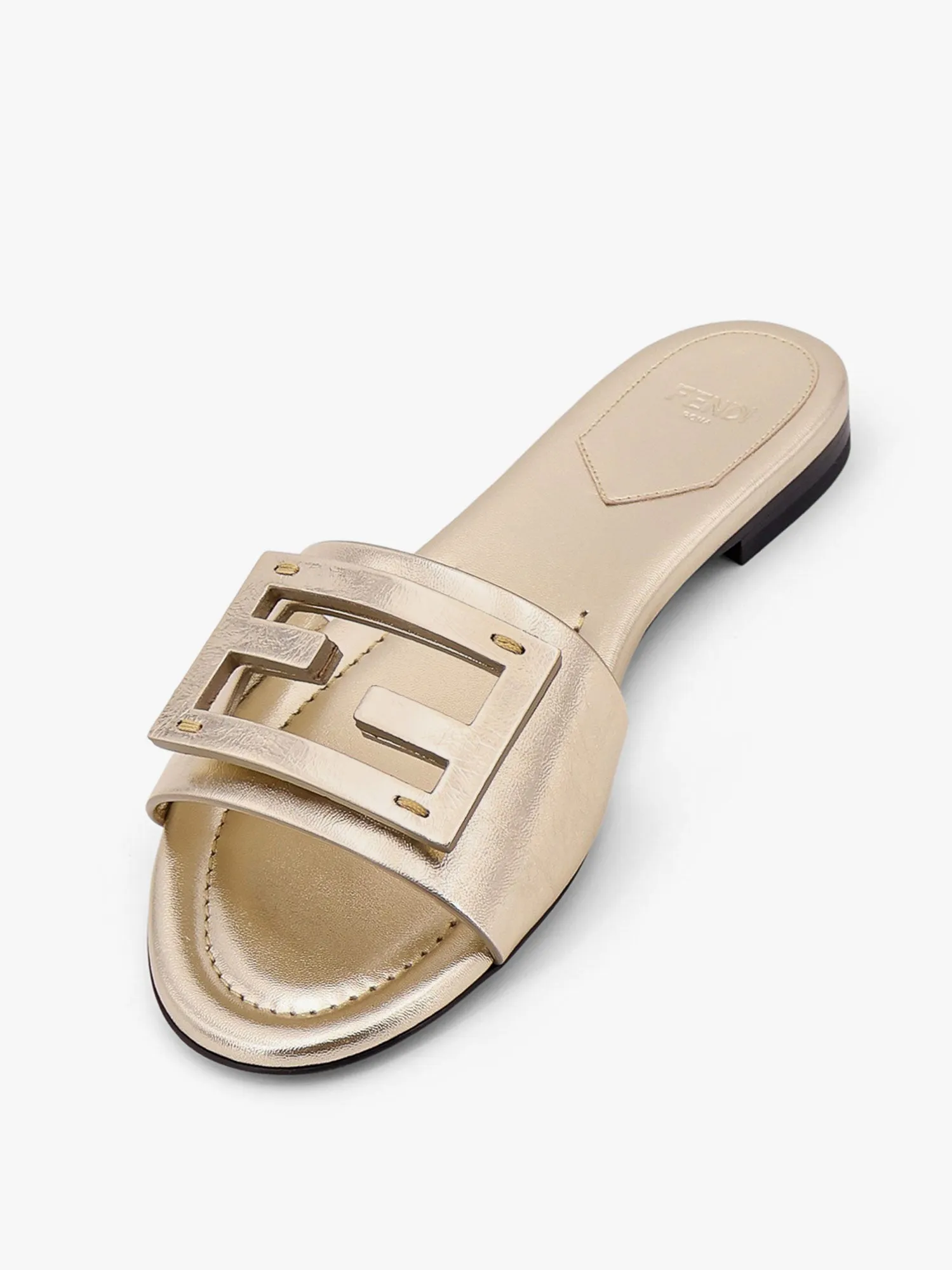 Fendi Laminated Leather Sandals With Logo On The Front
