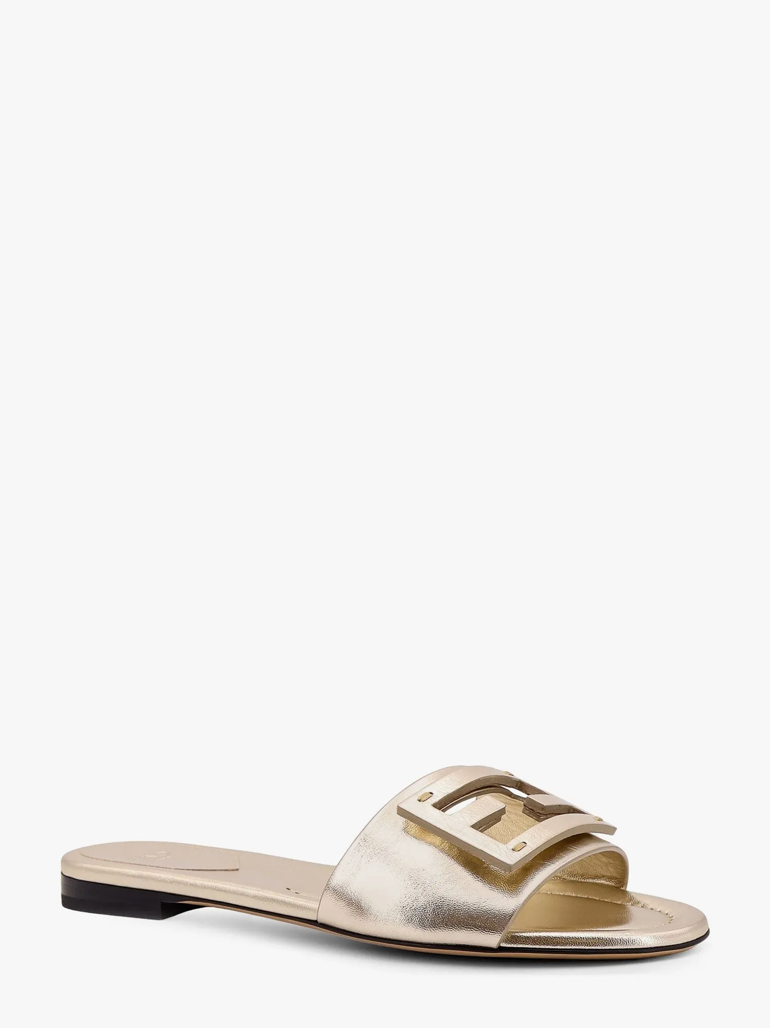 Fendi Laminated Leather Sandals With Logo On The Front