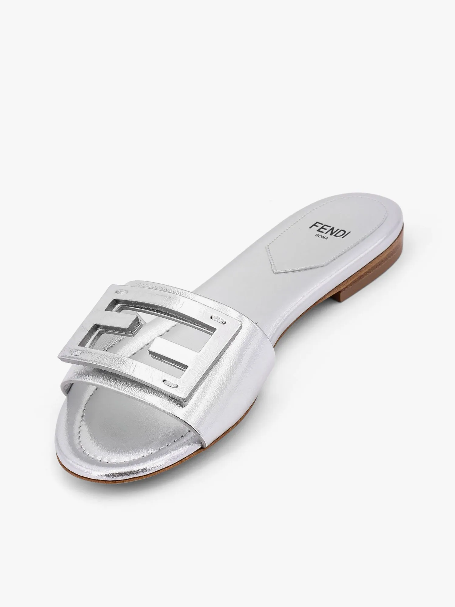 Fendi Laminated Leather Sandals With Logo On The Front