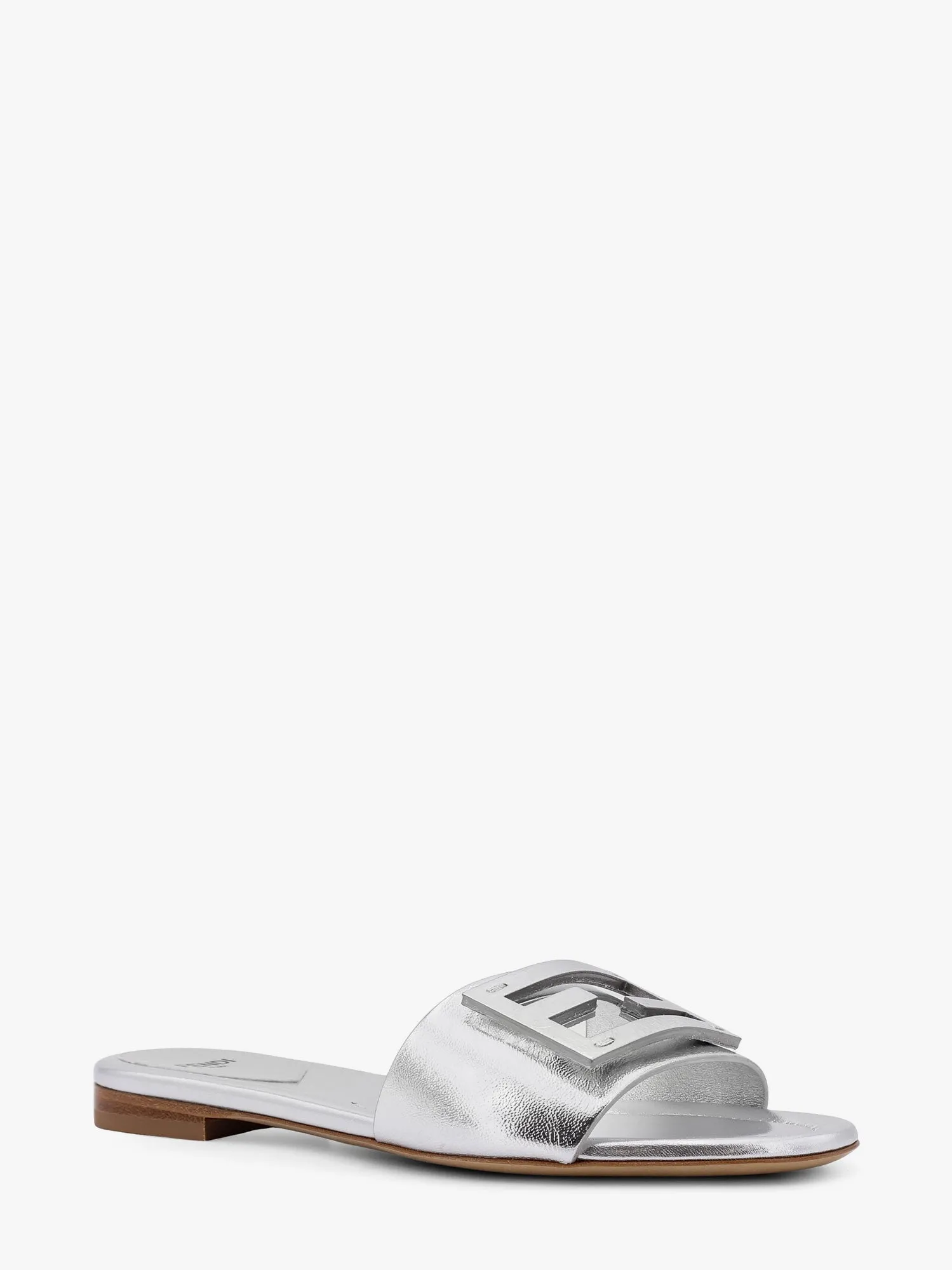 Fendi Laminated Leather Sandals With Logo On The Front