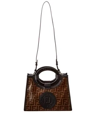 Fendi Runaway Glazed Canvas 1974 FF Stamp Small Shoulder Bag 8BH353