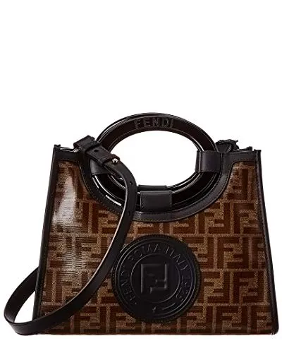 Fendi Runaway Glazed Canvas 1974 FF Stamp Small Shoulder Bag 8BH353