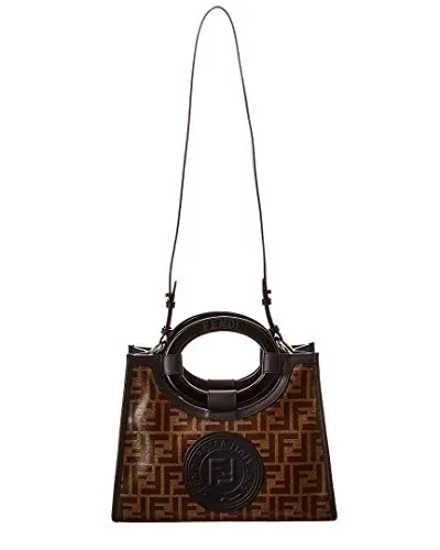 Fendi Runaway Glazed Canvas 1974 FF Stamp Small Shoulder Bag 8BH353