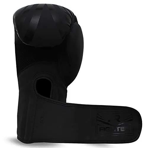Fighter Boxing Gloves Perfect for MMA Training, Punching Bag, Kickboxing, Muay Thai Boxing Gloves for Men, Women and Adult (Black, 12 oz)