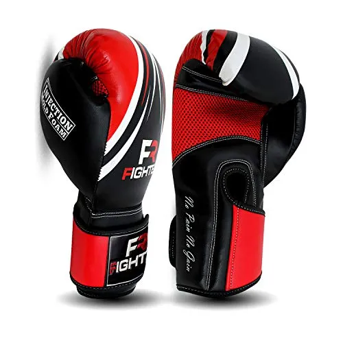 Fighter Boxing Gloves Perfect for MMA Training, Punching Bag, Kickboxing, Muay Thai Boxing Gloves for Men, Women and Adult (Red/Black, 16 oz)