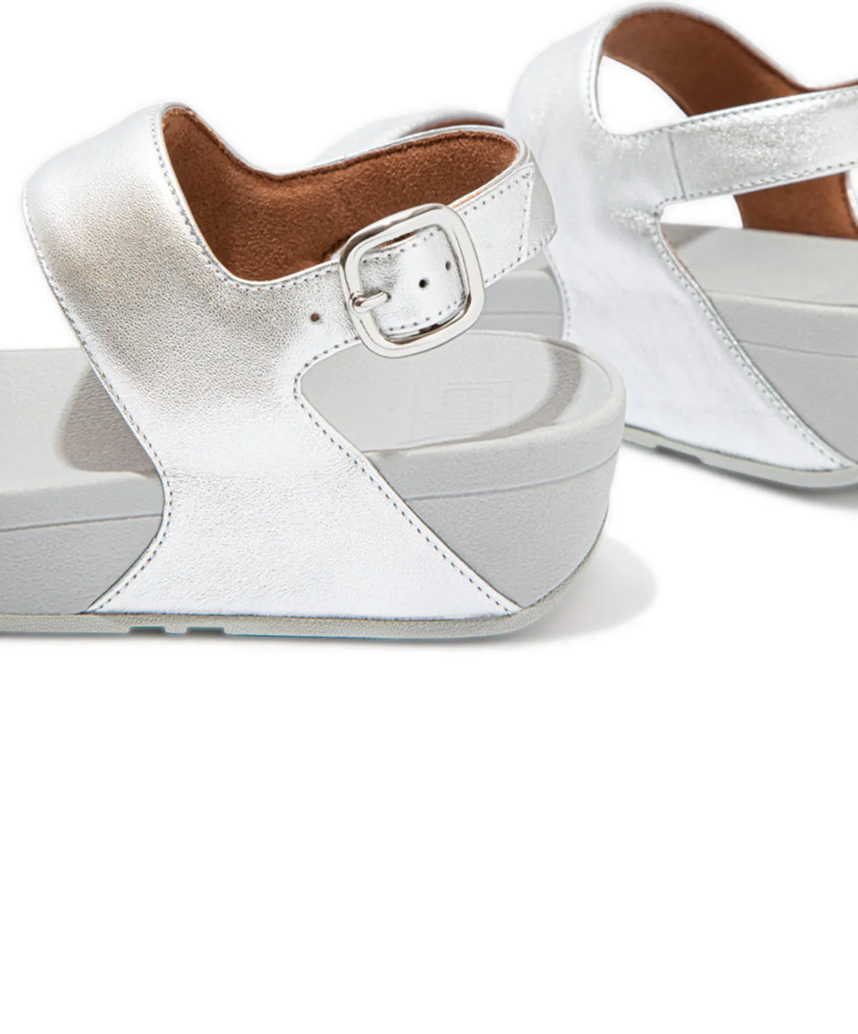FitFlop Lulu Leather Back-Strap Sandals Silver