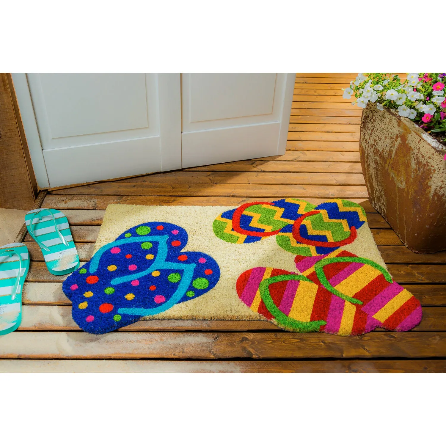 Flip Flops Shaped Coir Mat,2rm571