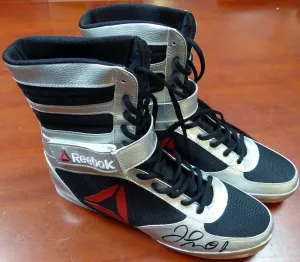 FLOYD MAYWEATHER JR. AUTOGRAPHED REEBOK SILVER BOXING SHOES BECKETT BAS 121801