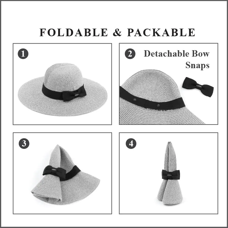 Foldable Straw Wide Brim Sun Hat by Funky Junque