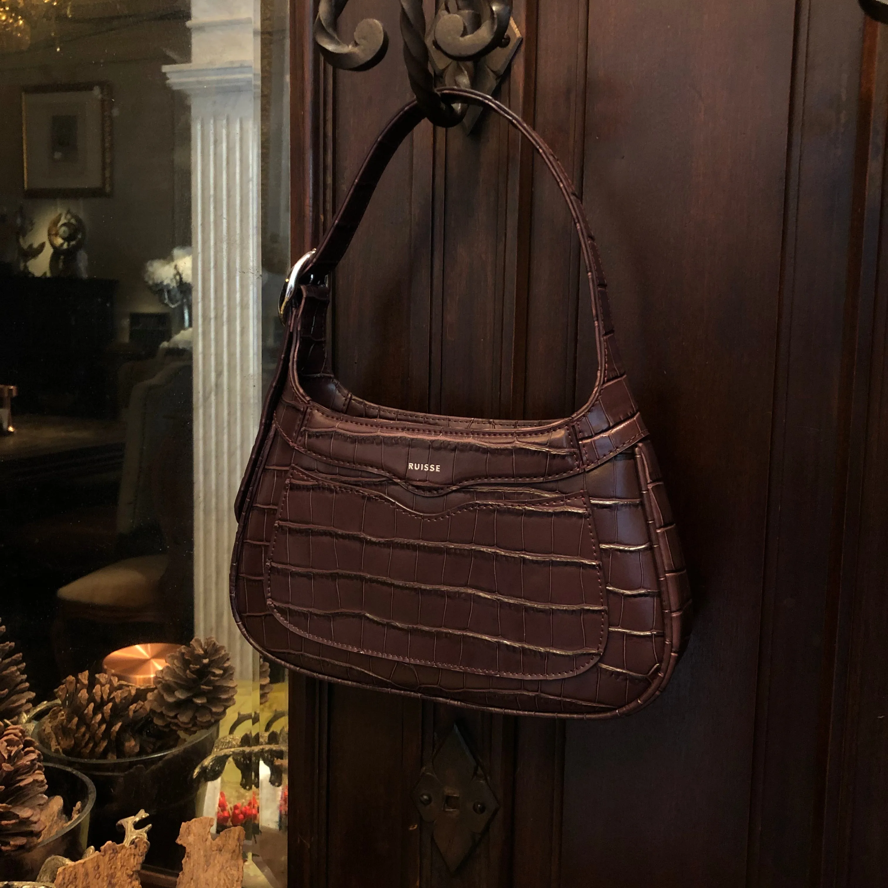 Freya Shoulder Bag - Brown Croc