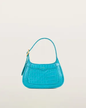 Freya Shoulder Bag - Lake Blue Croc
