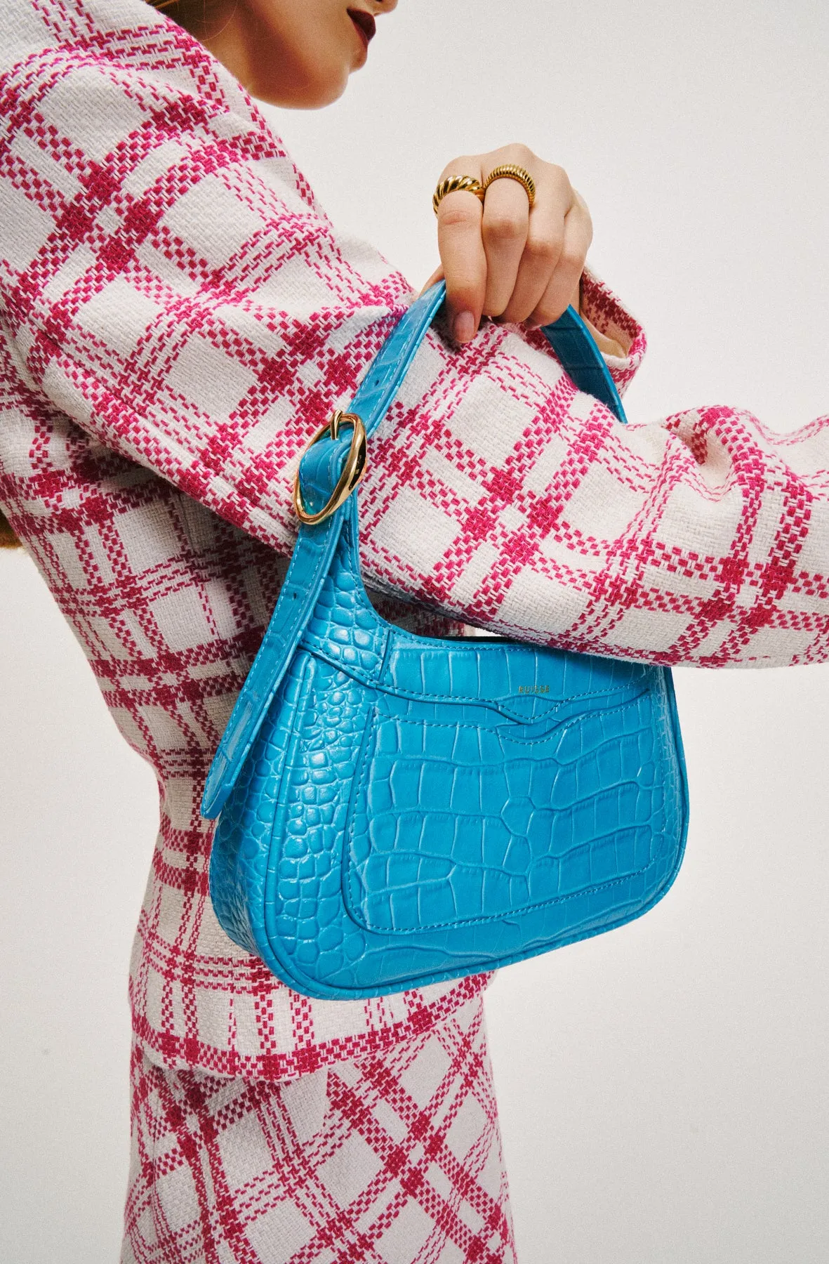 Freya Shoulder Bag - Lake Blue Croc