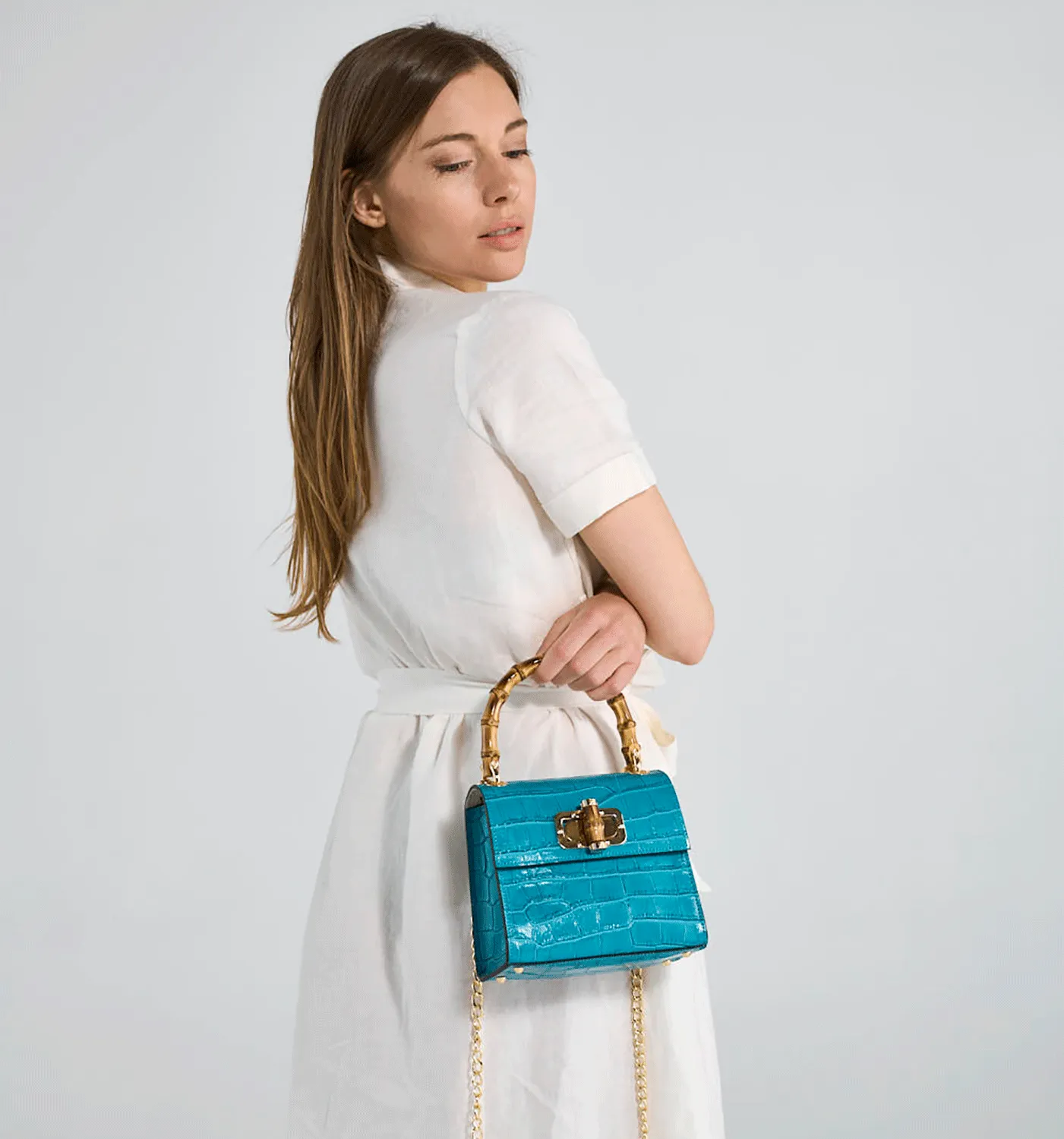Gaia Top Handle Mini Bag Turquoise