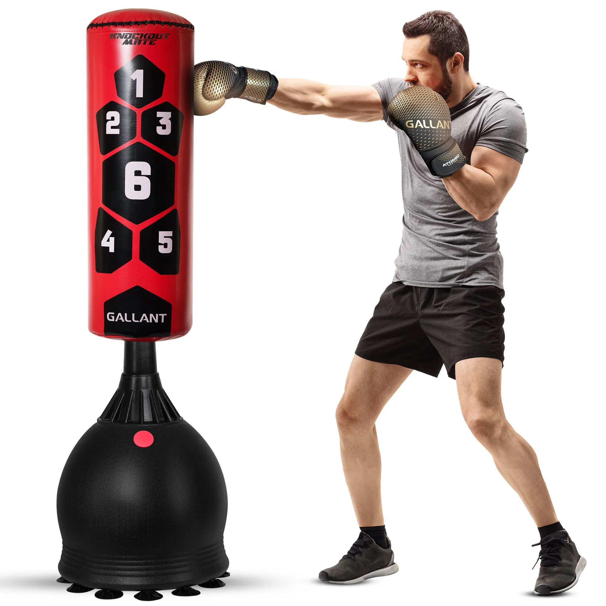 Gallant 5.5ft Free Standing Boxing Punch Bag (Black, Red) - Free Standing Heavy Bag