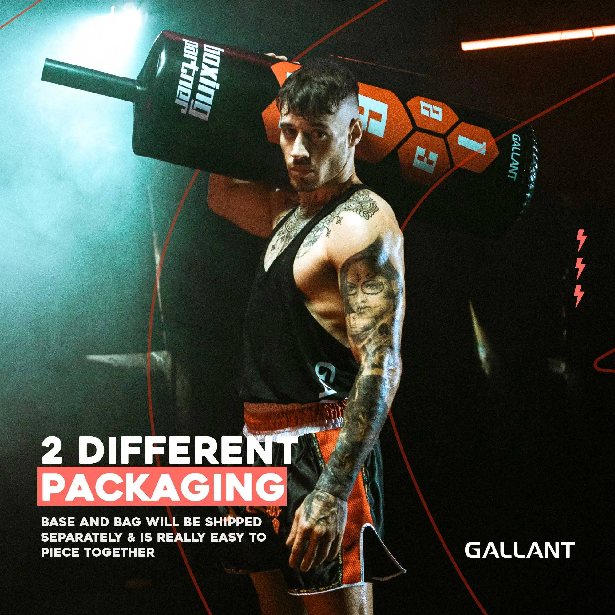 Gallant 5.5ft Free Standing Boxing Punch Bag (Black, Red) - Free Standing Heavy Bag