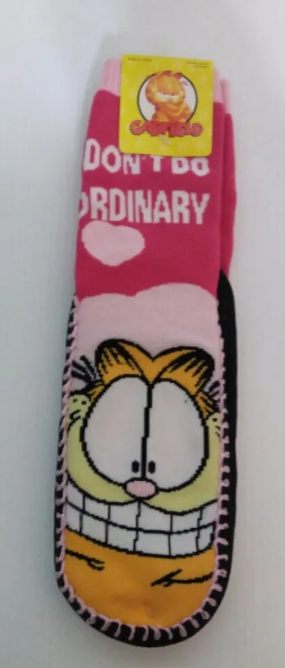 Garfield Pink Slipper Socks I Don't Do Ordinary