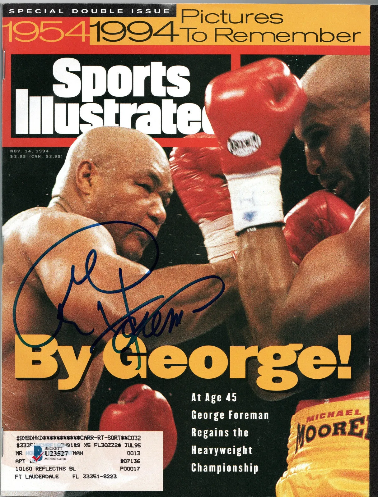 George Foreman Autographed Boxing Champion Sports Illustrated 11/14/94 Beckett