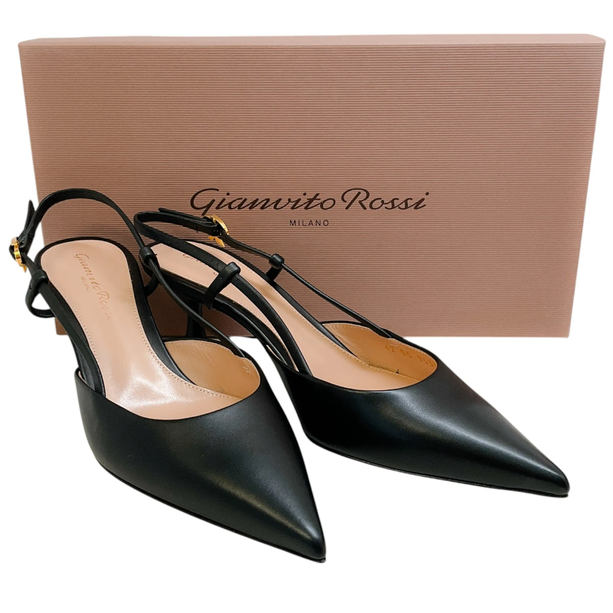 Gianvito Rossi Black Leather Ascent 55 Slingback Pumps