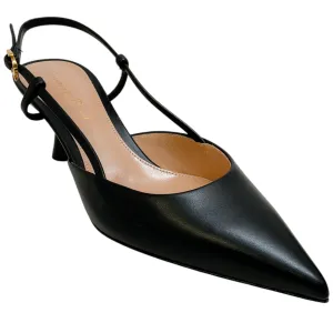 Gianvito Rossi Black Leather Ascent 55 Slingback Pumps