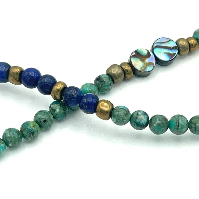 Green Turquoise and Lapis Lazuli Gemstone Layering Necklace