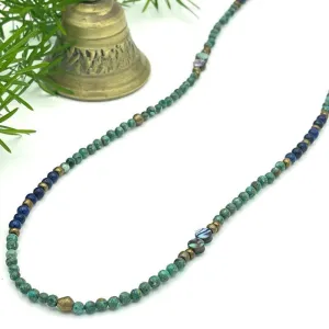 Green Turquoise and Lapis Lazuli Gemstone Layering Necklace