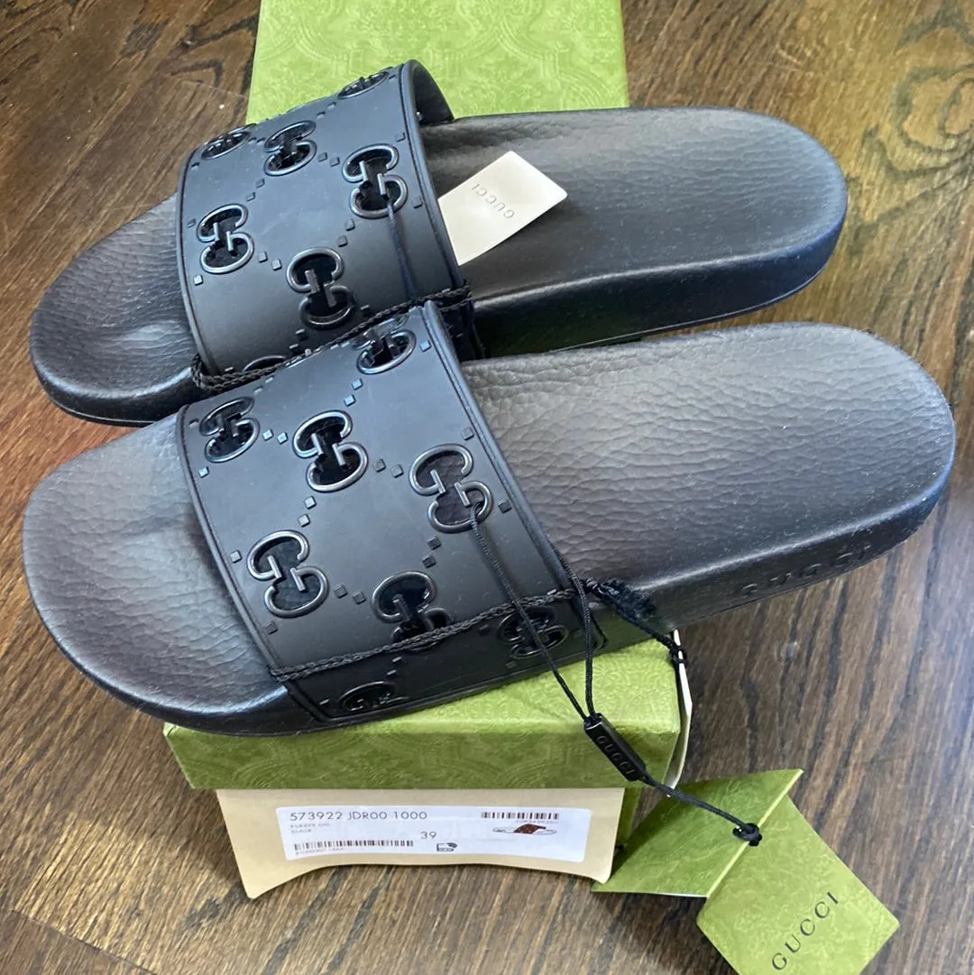 Gucci Black Rubber GG Slides