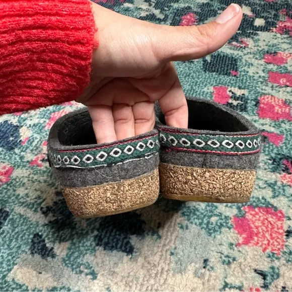 Haflinger Belle Wool Cork Clog in Gray