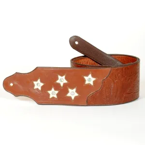Handcrafted Embossed Guitar Strap with Stars and Crystals