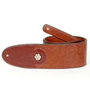 Handmade Embossed Guitar Strap with Sterling Rosettes