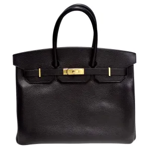Hermes Birkin 35 in Ardennes Leather Black