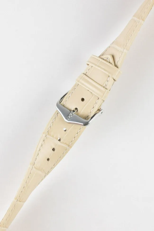 Hirsch DUKE NQR Alligator Embossed Leather Watch Strap - BEIGE