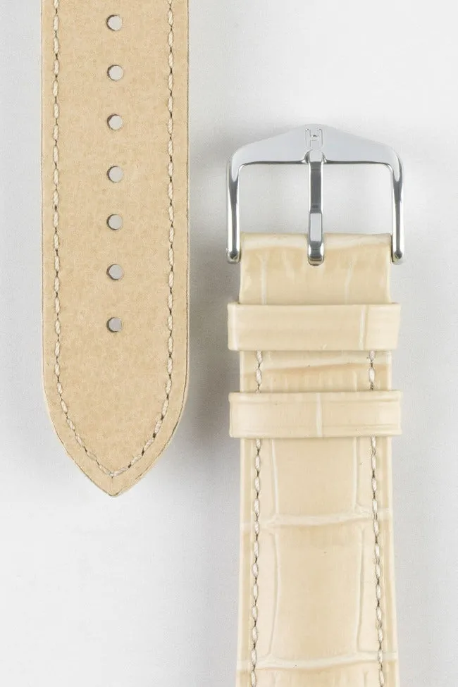 Hirsch DUKE NQR Alligator Embossed Leather Watch Strap - BEIGE