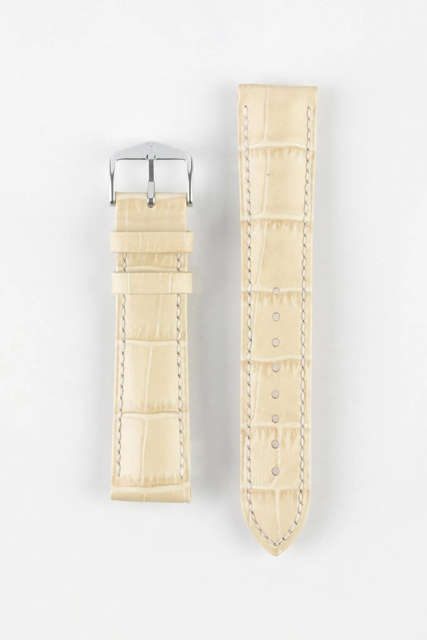 Hirsch DUKE NQR Alligator Embossed Leather Watch Strap - BEIGE