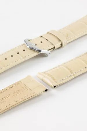 Hirsch DUKE NQR Alligator Embossed Leather Watch Strap - BEIGE