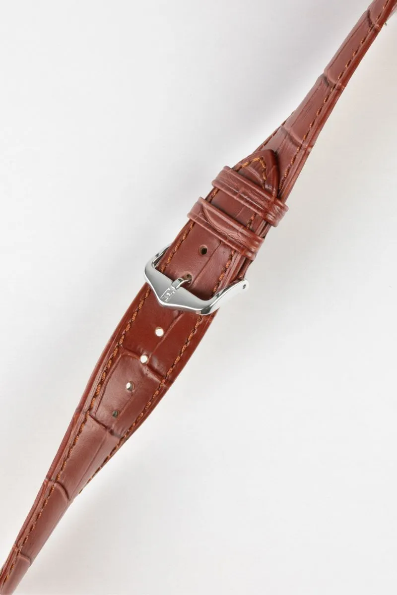 Hirsch DUKE NQR Alligator Embossed Leather Watch Strap - GOLD BROWN