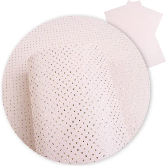 Hot Pink & Gold Polka Dots Faux Leather Fabric Sheet