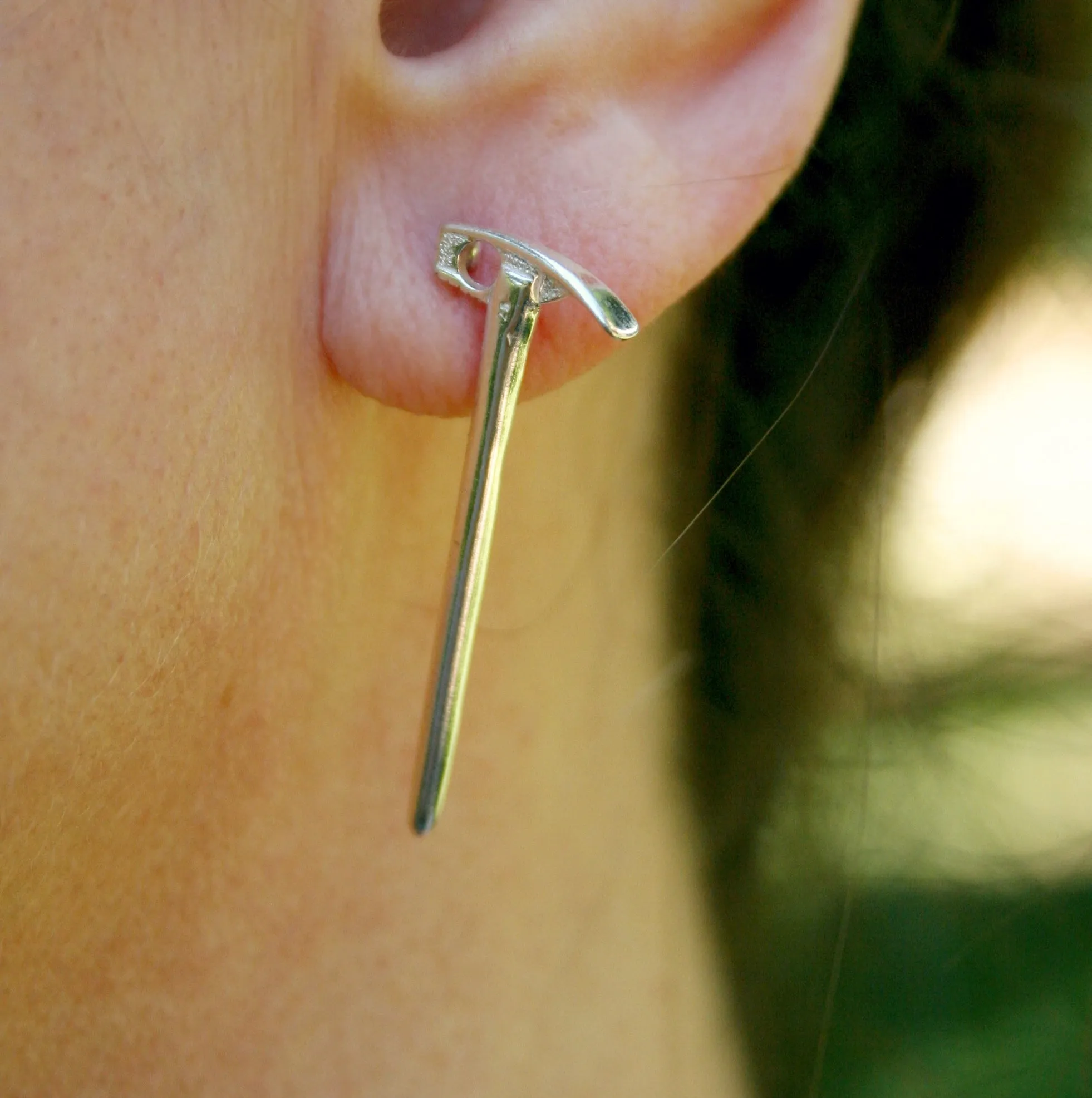 Ice Axe - In The Ear - Post Earrings - Sterling Silver